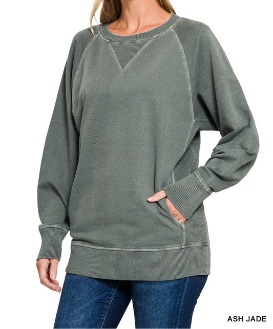 Washed French Terry Pocket Pullover