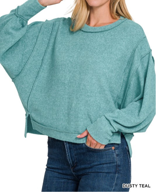 Brushed Hacci Reverse Seam Pullover