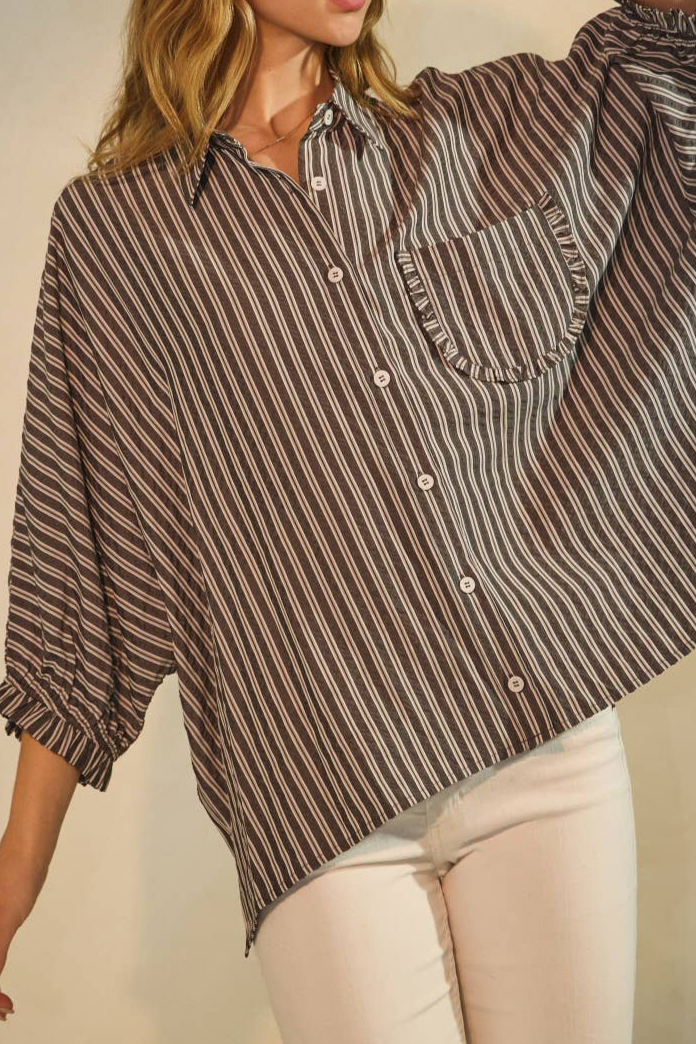 Striped Button Down Oversized Shirt