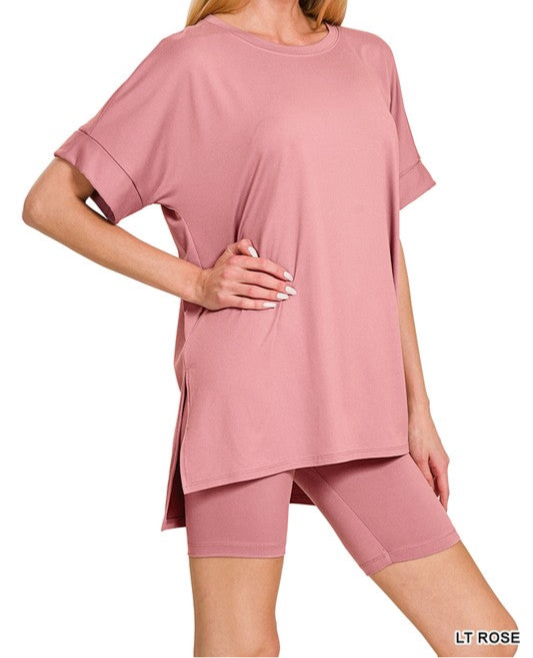 Butter Short Sleeve Crew Bike Shorts Set