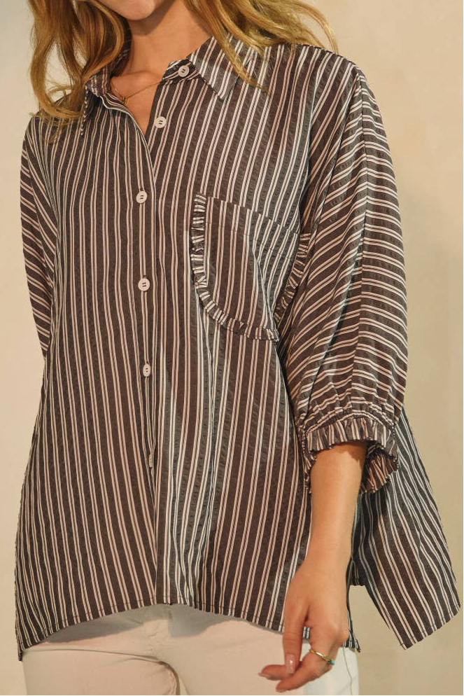 Striped Button Down Oversized Shirt