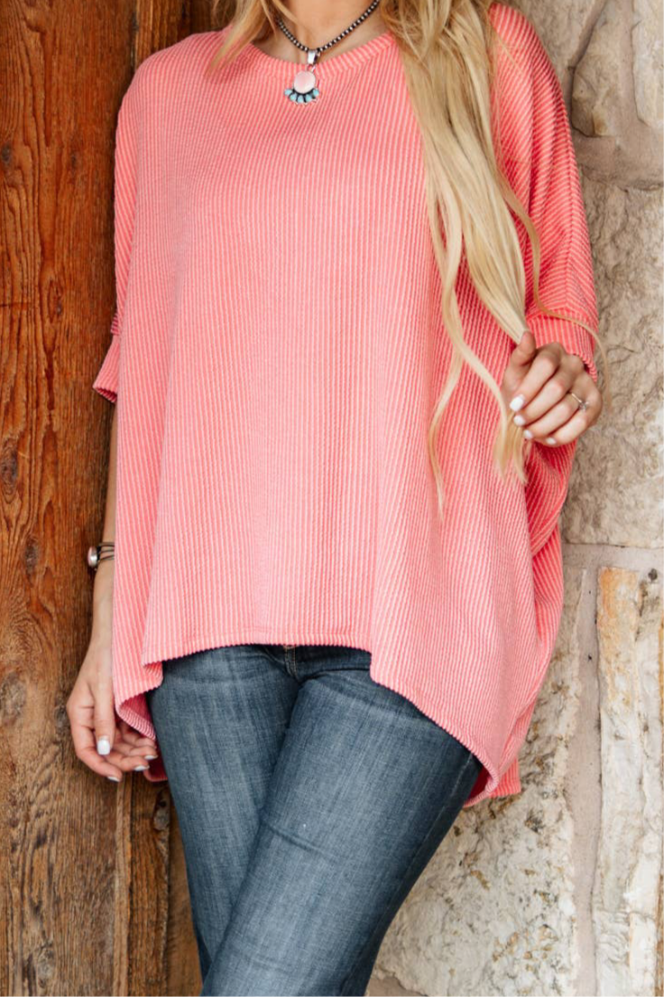 Oversized Relaxed Fit Rib Top