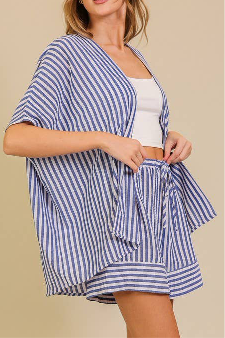 Striped Kimono Shorts Set