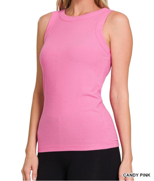 Ribbed High Neck Tank