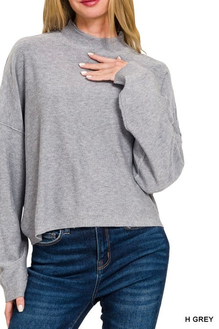 High Neck Drop Shoulder Sweater