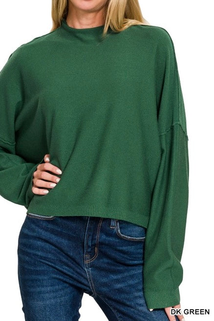 High Neck Drop Shoulder Sweater