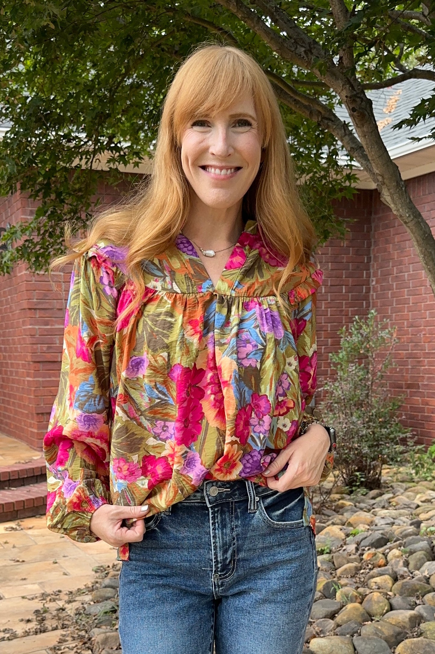 Bright Floral Abstract Printed Blouse