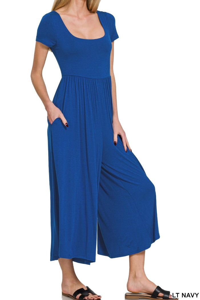 Zenana Wide Leg Cropped Jumpsuit