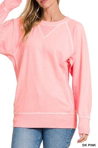 Pigment Dyed French Terry Ribbed Pocket Pullover