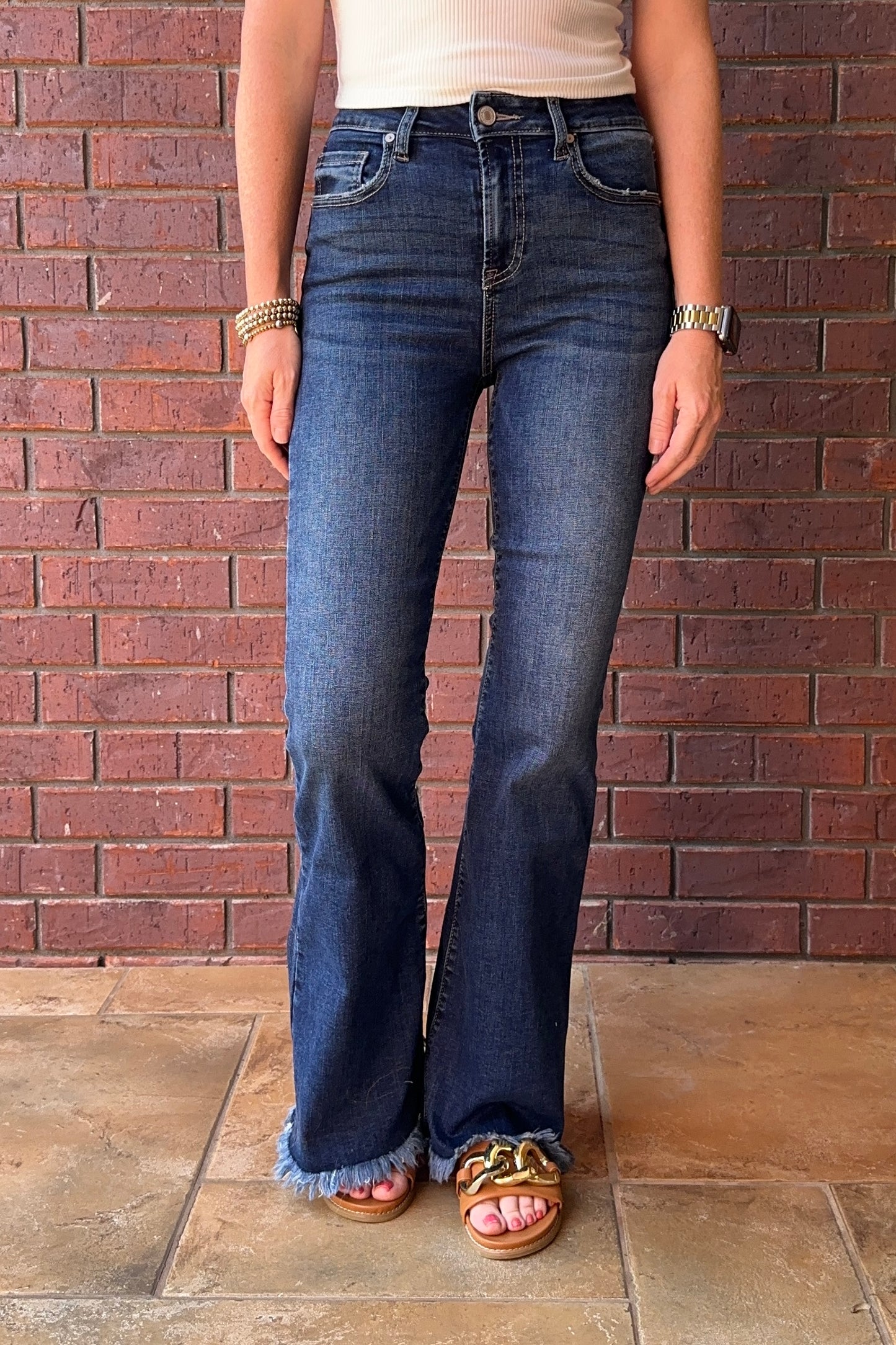 High Rise Frayed Hem Flares