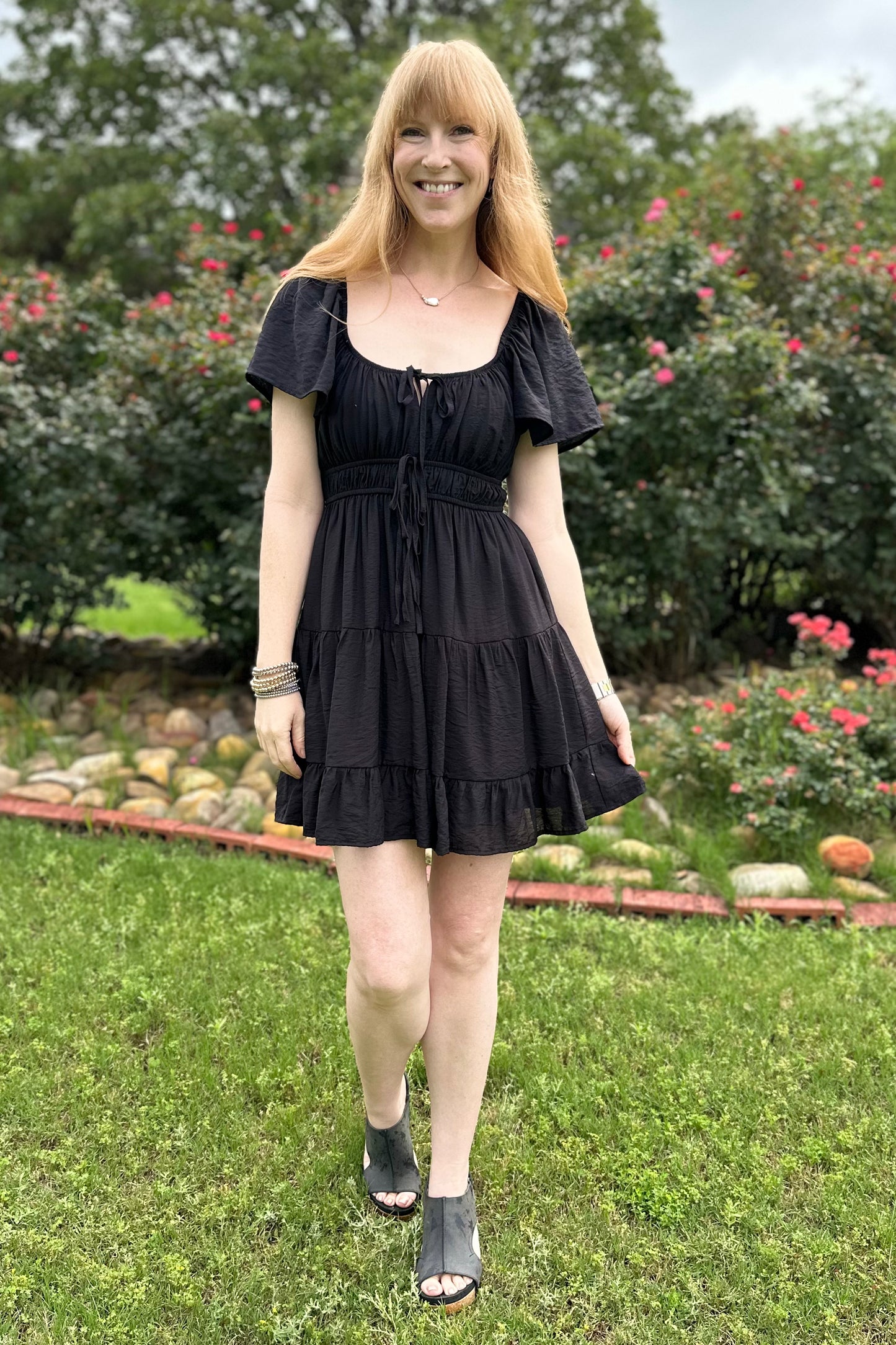 Front Tie Tired Mini Dress