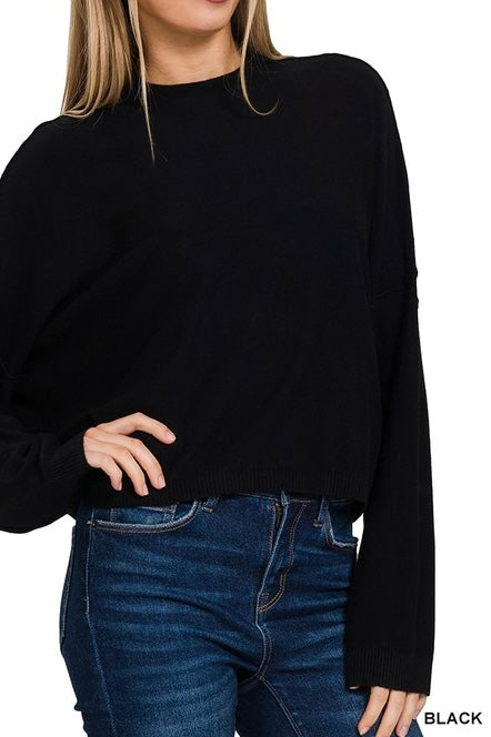 High Neck Drop Shoulder Sweater