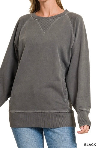 Pigment Dyed French Terry Ribbed Pocket Pullover