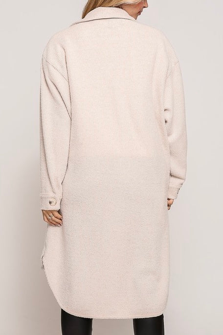 Long Line Oversized Waffle Jacket