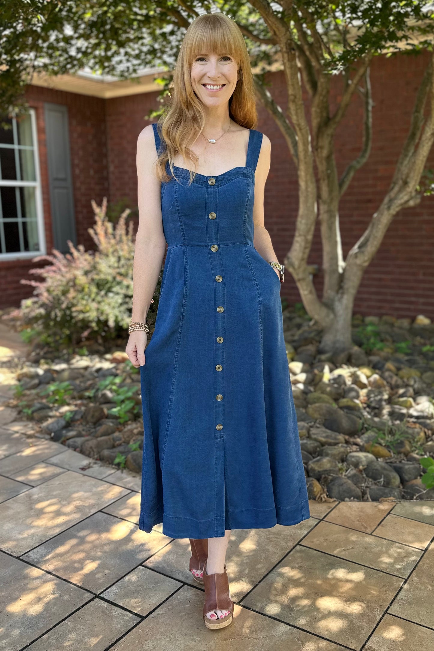 Dark Chambray Button Down Dress