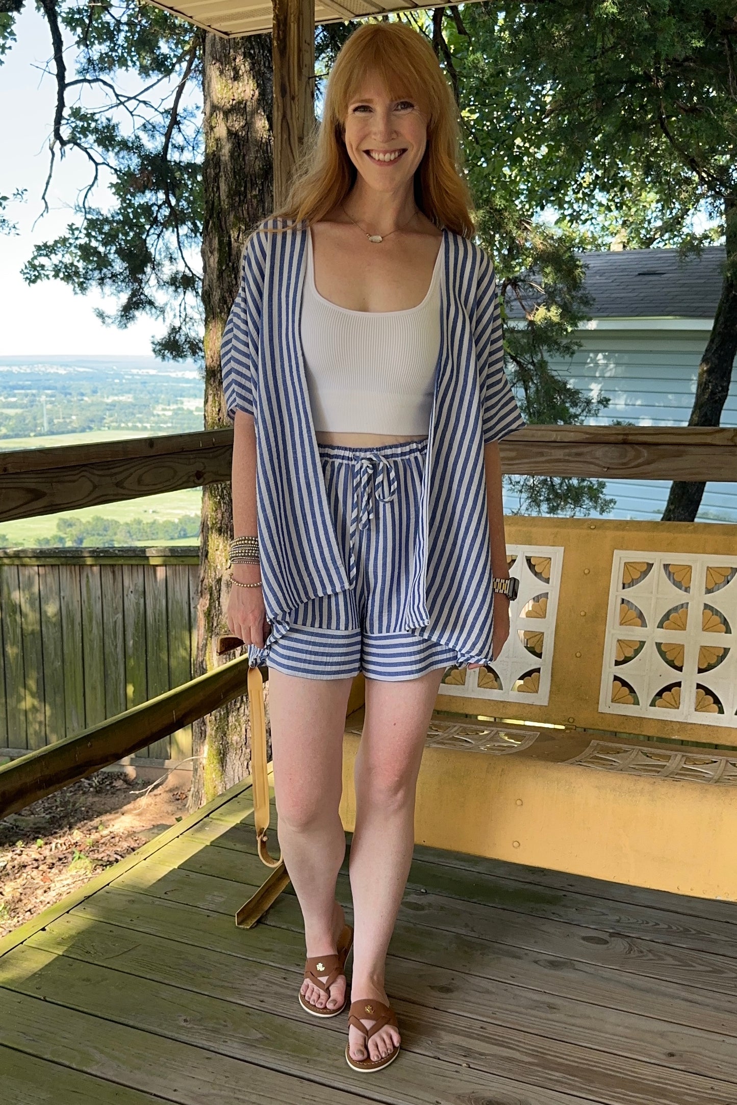 Striped Kimono Shorts Set