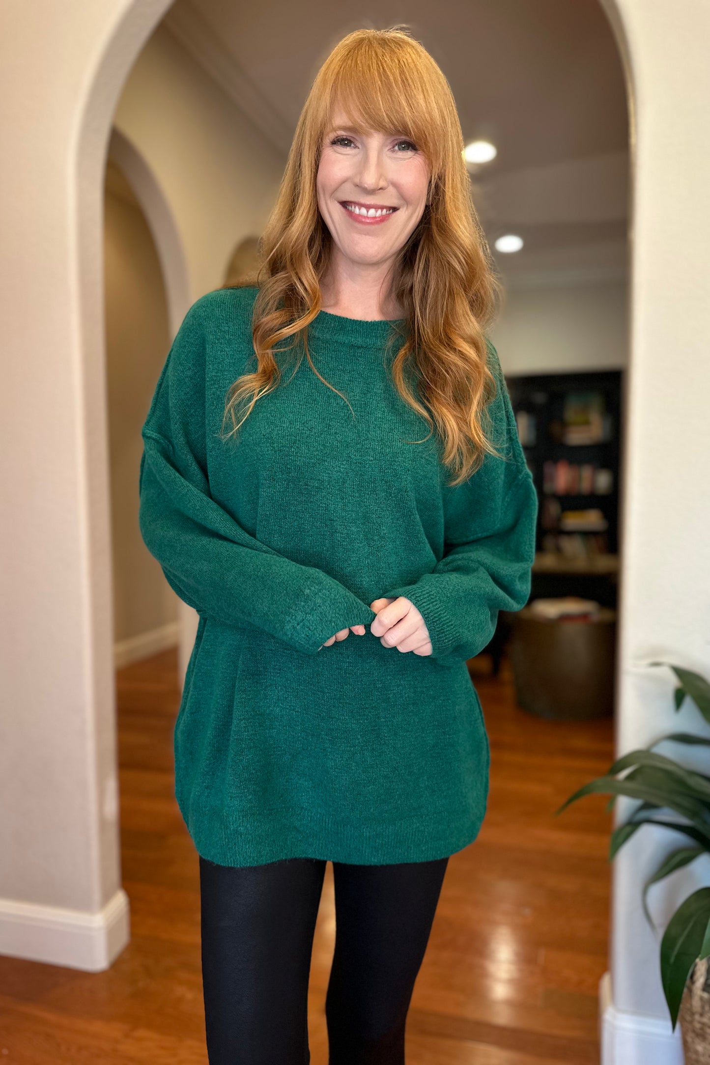 Oversized Round Neck Melange Sweater Top