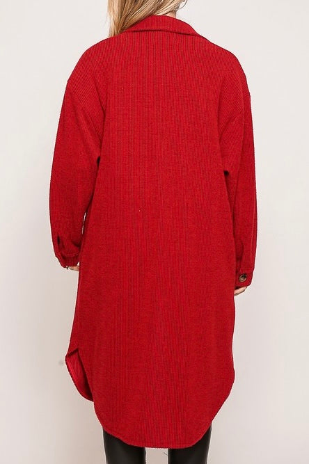 Long Line Oversized Waffle Jacket