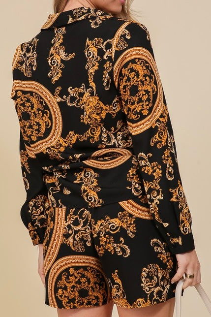 Black Gold Button Down Set