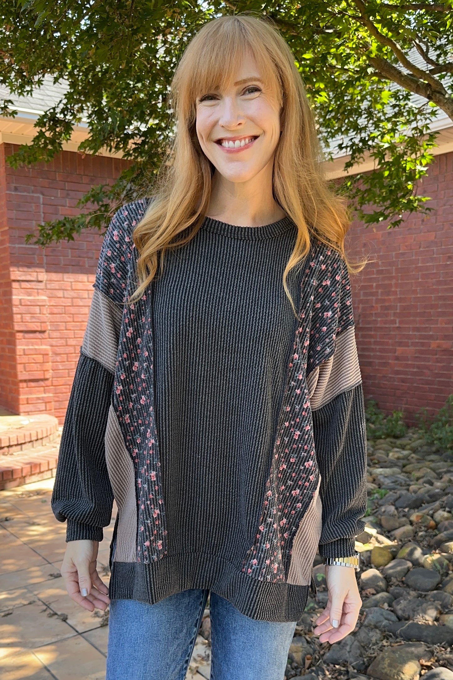 Urban Ribbed Floral Insert Top