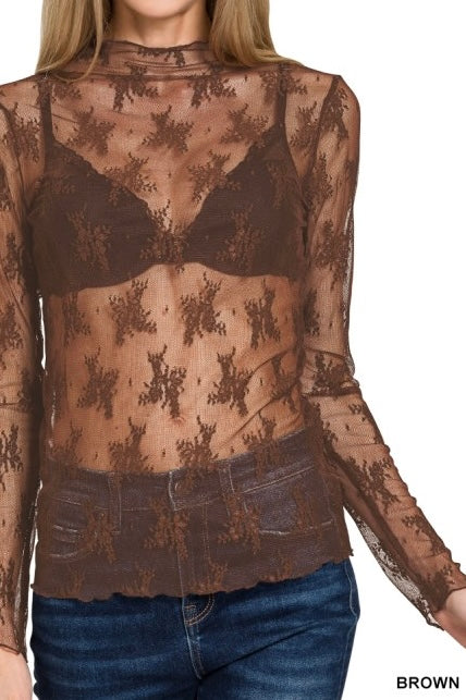 Long Sleeve Lace Laying Top