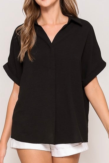 Short Sleeve Pin Tuck Top