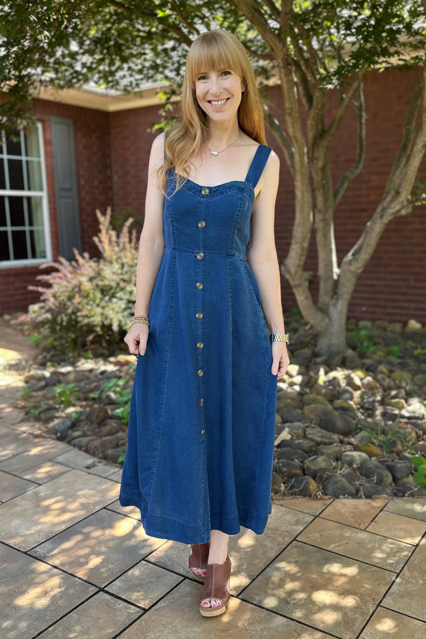 Dark Chambray Button Down Dress