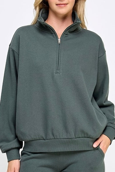 Fleece Half Zip Up With Mock Neck Collar