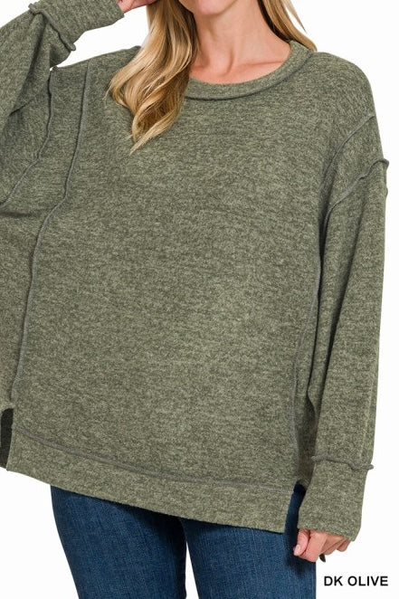 Brushed Melange Reverse Seam Tunic