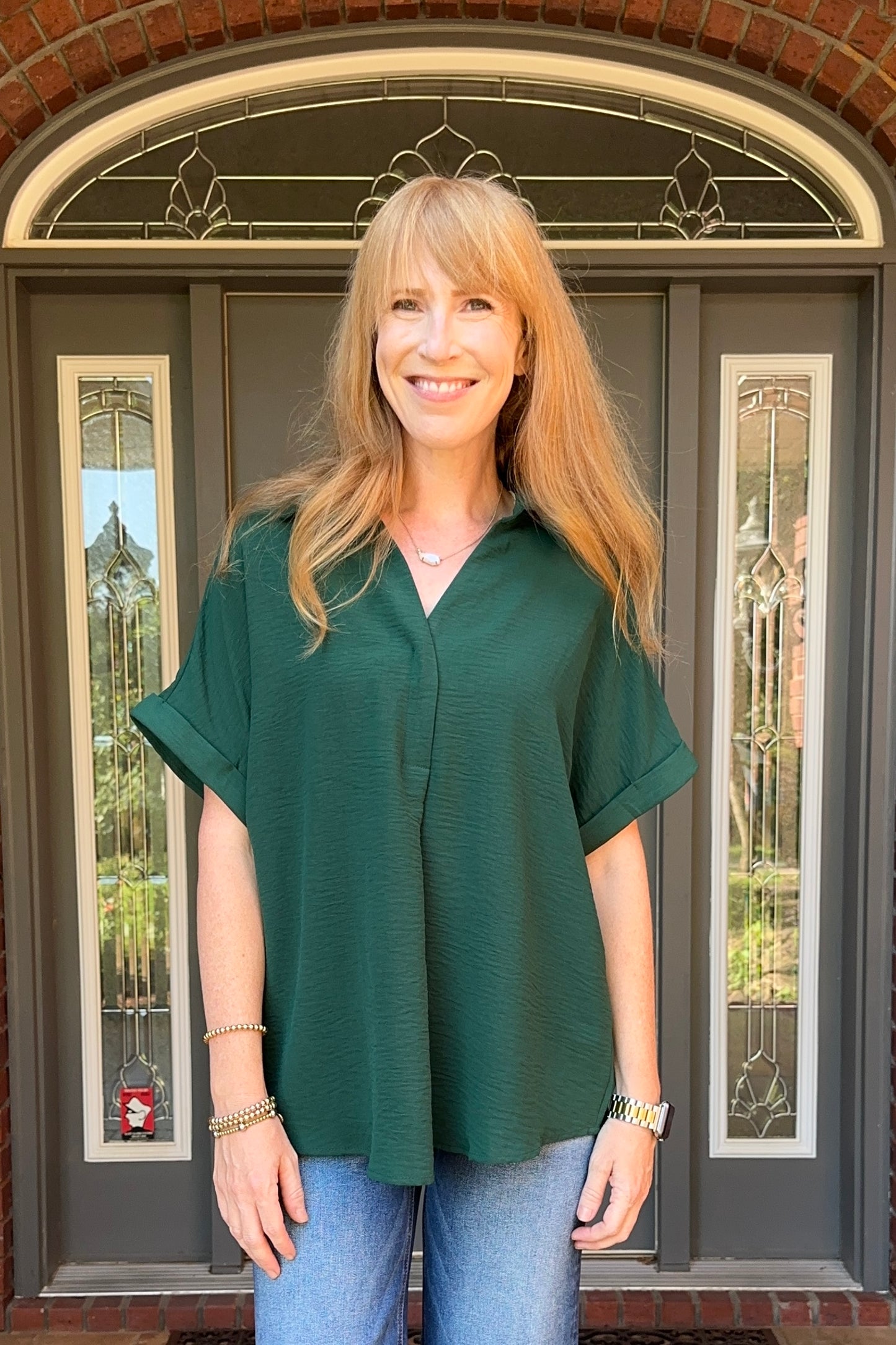 Short Sleeve Pin Tuck Top