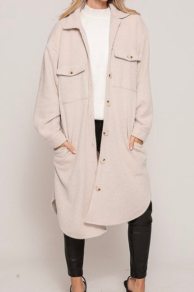 Long Line Oversized Waffle Jacket