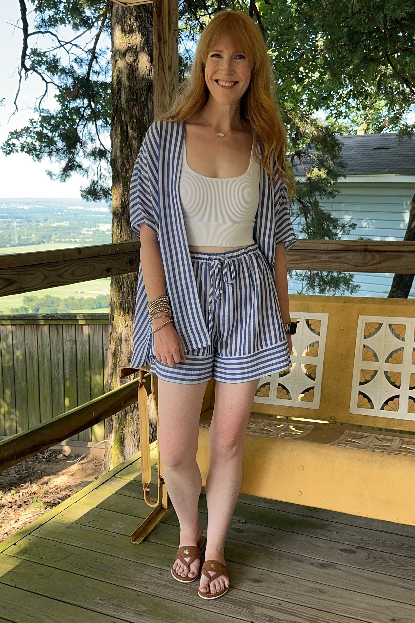Striped Kimono Shorts Set