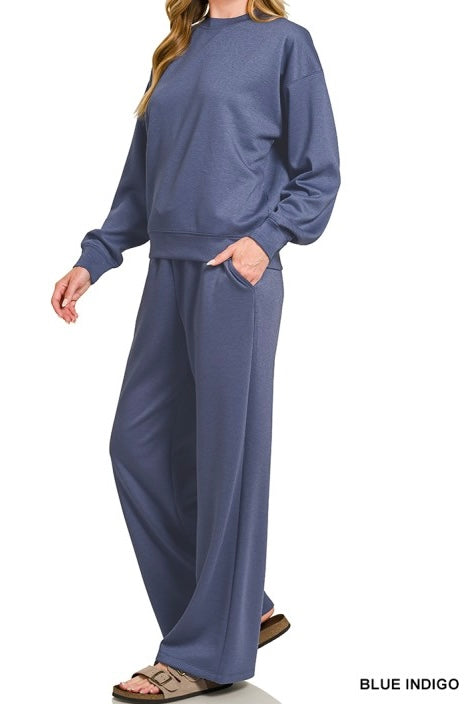 Pullover Scuba Straight Pants Set