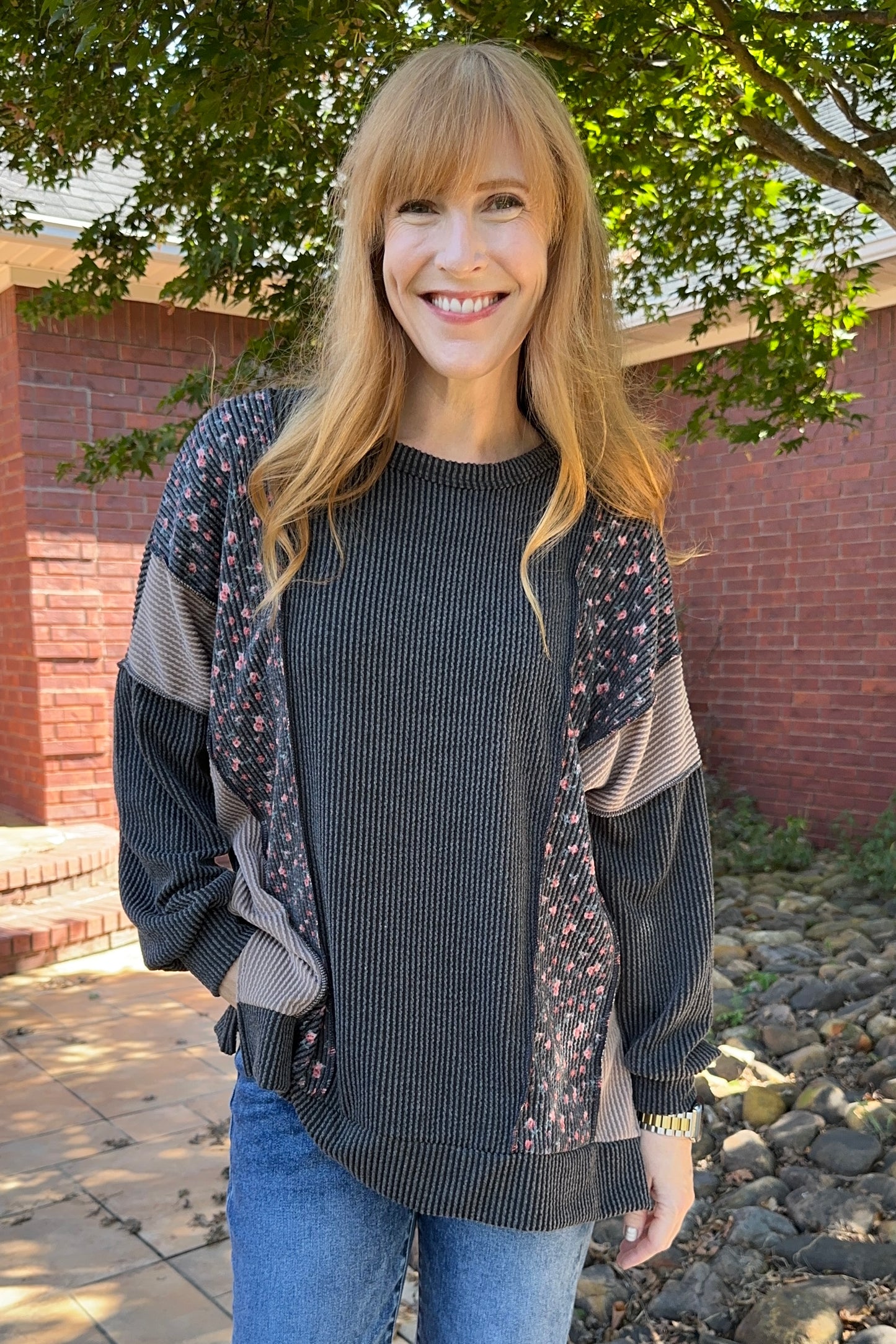 Urban Ribbed Floral Insert Top
