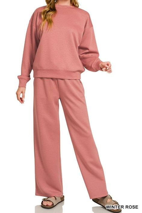 Pullover Scuba Straight Pants Set