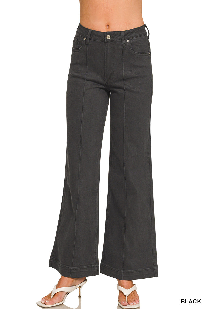 Zenana High Rise Front Seam Wide Leg Pants