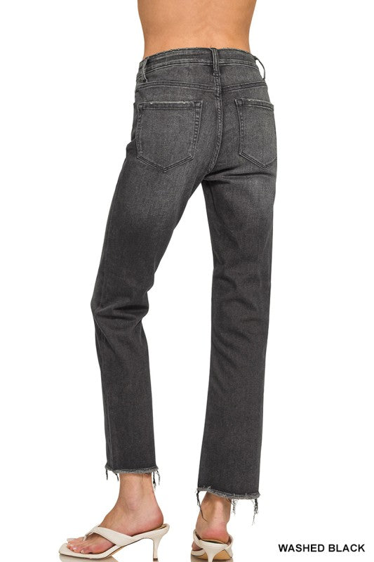 Black Washed Relaxed Straight Jeans