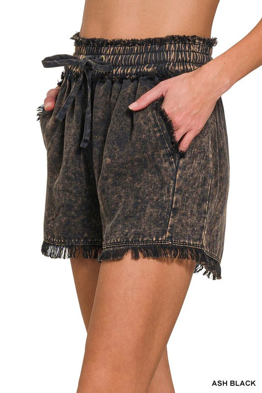 Paper Bag Waist Tencel Shorts
