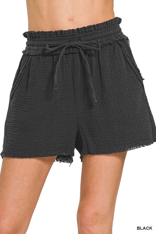 Black Gauze Shorts Set
