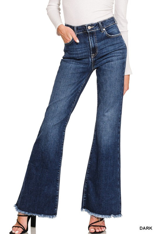 High Rise Frayed Hem Flares
