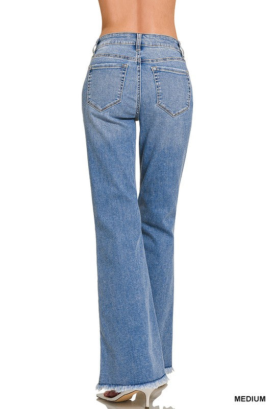 High Rise Frayed Hem Flares