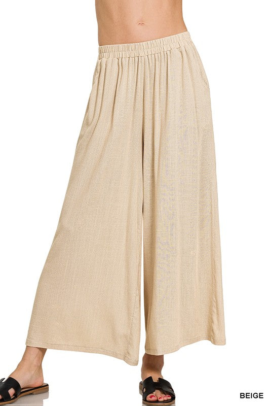 Wide Elastic Waist Pants