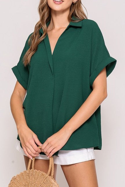 Short Sleeve Pin Tuck Top