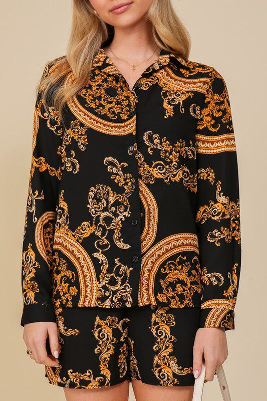 Black Gold Button Down Set