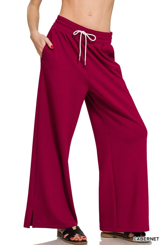 Cabernet Scuba 1/2 Zip Wide Pants Set