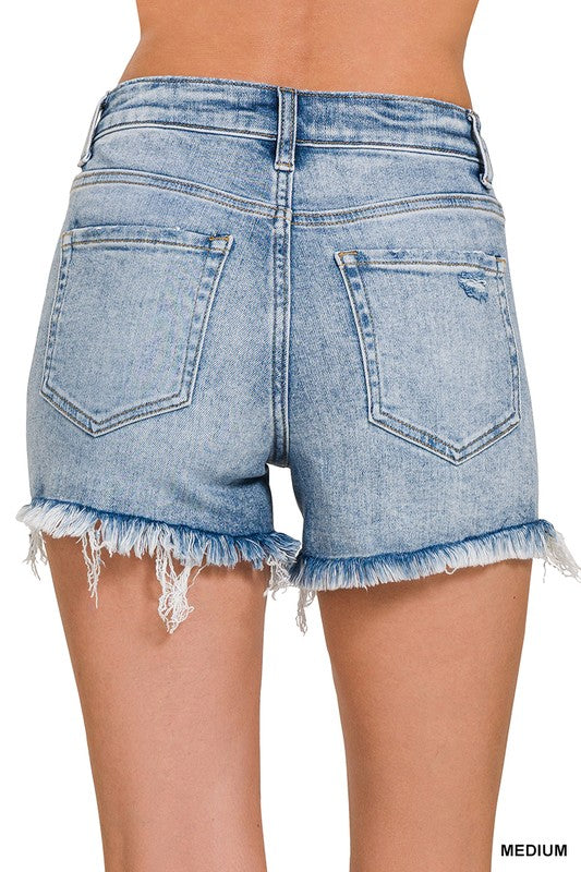 Raw Frayed Hem Denim Shorts