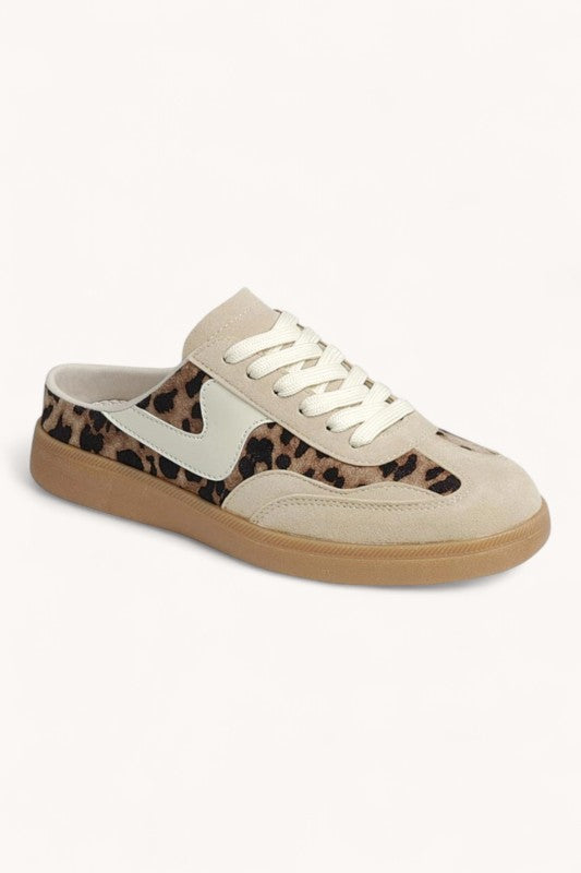 Leopard Beige Slip On Mule Sneakers