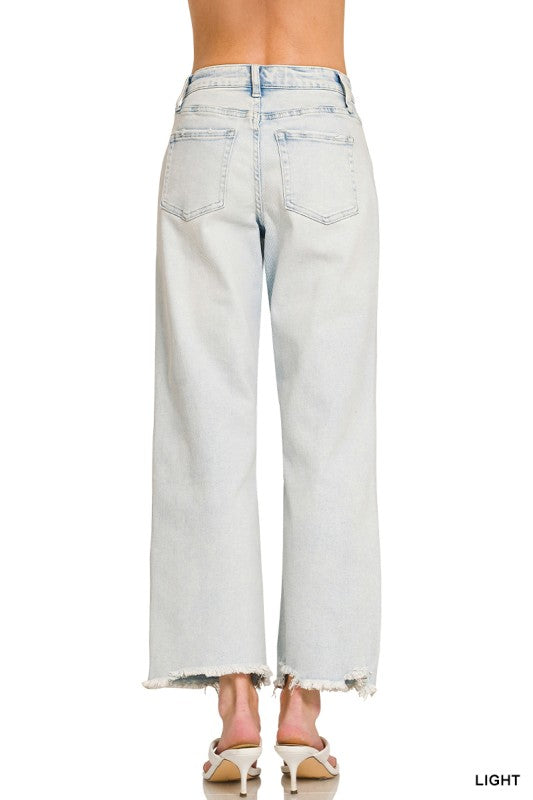 Distressed Hem Light Wash Bleach Our Straight Jeans