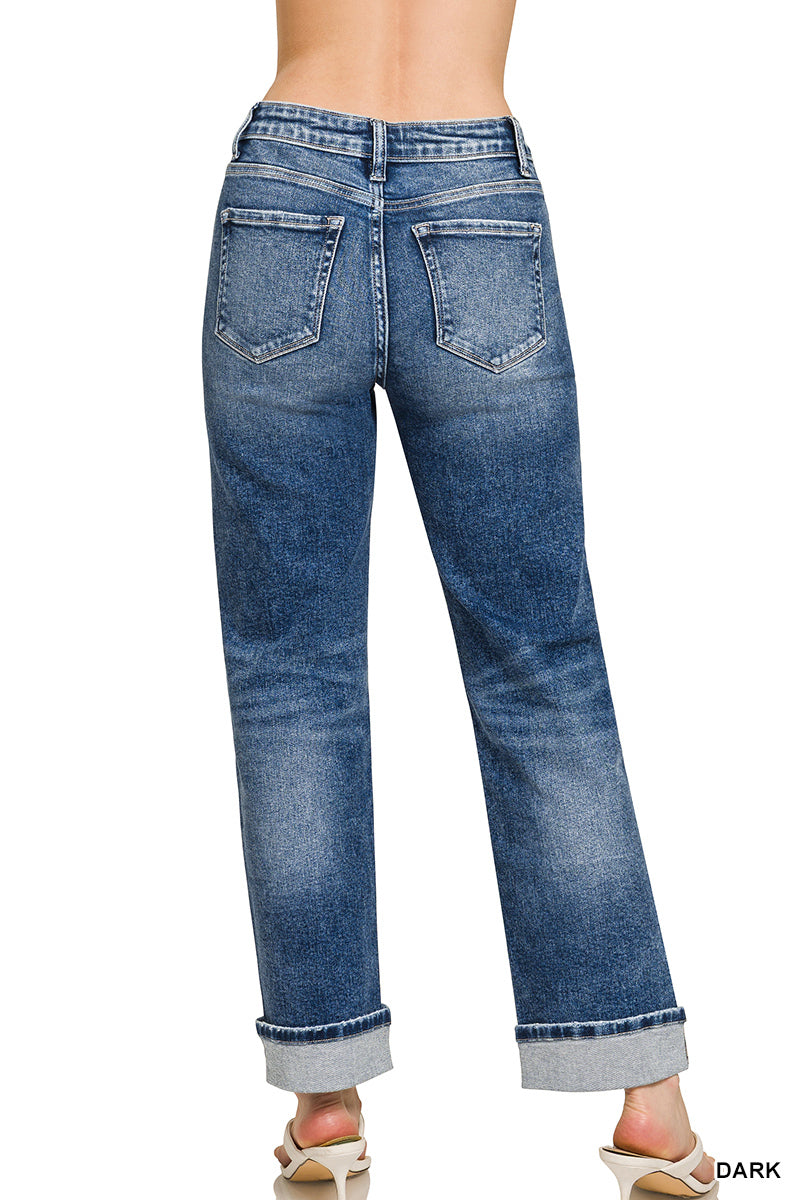 Cuffed Straight Jeans