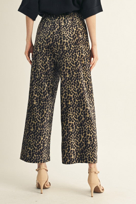 Leopard Cropped Wide Leg Pants